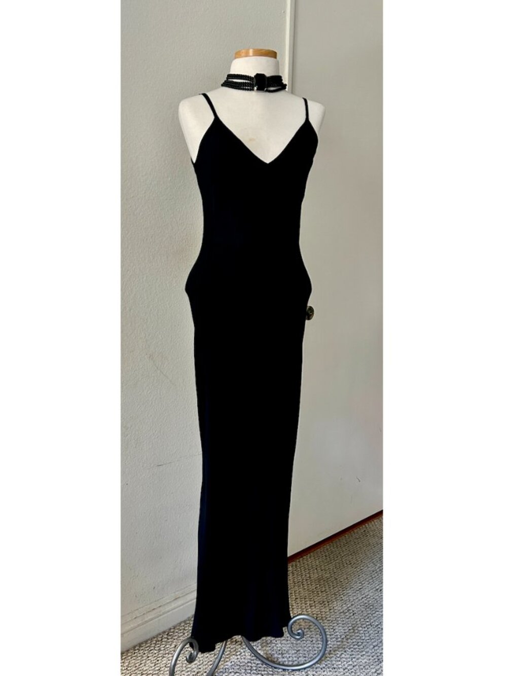 Vintage Rare 90s GHOST Black bias Cut Maxi Slip Dress Size P